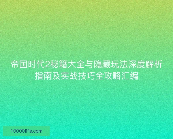 帝国时代2秘籍大全与隐藏玩法深度解析指南及实战技巧全攻略汇编