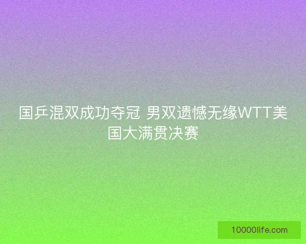 国乒混双成功夺冠 男双遗憾无缘WTT美国大满贯决赛