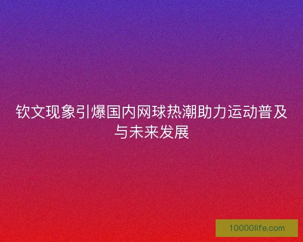 钦文现象引爆国内网球热潮助力运动普及与未来发展 钦文现象引爆国内网球热潮助力运动普及与未来发展